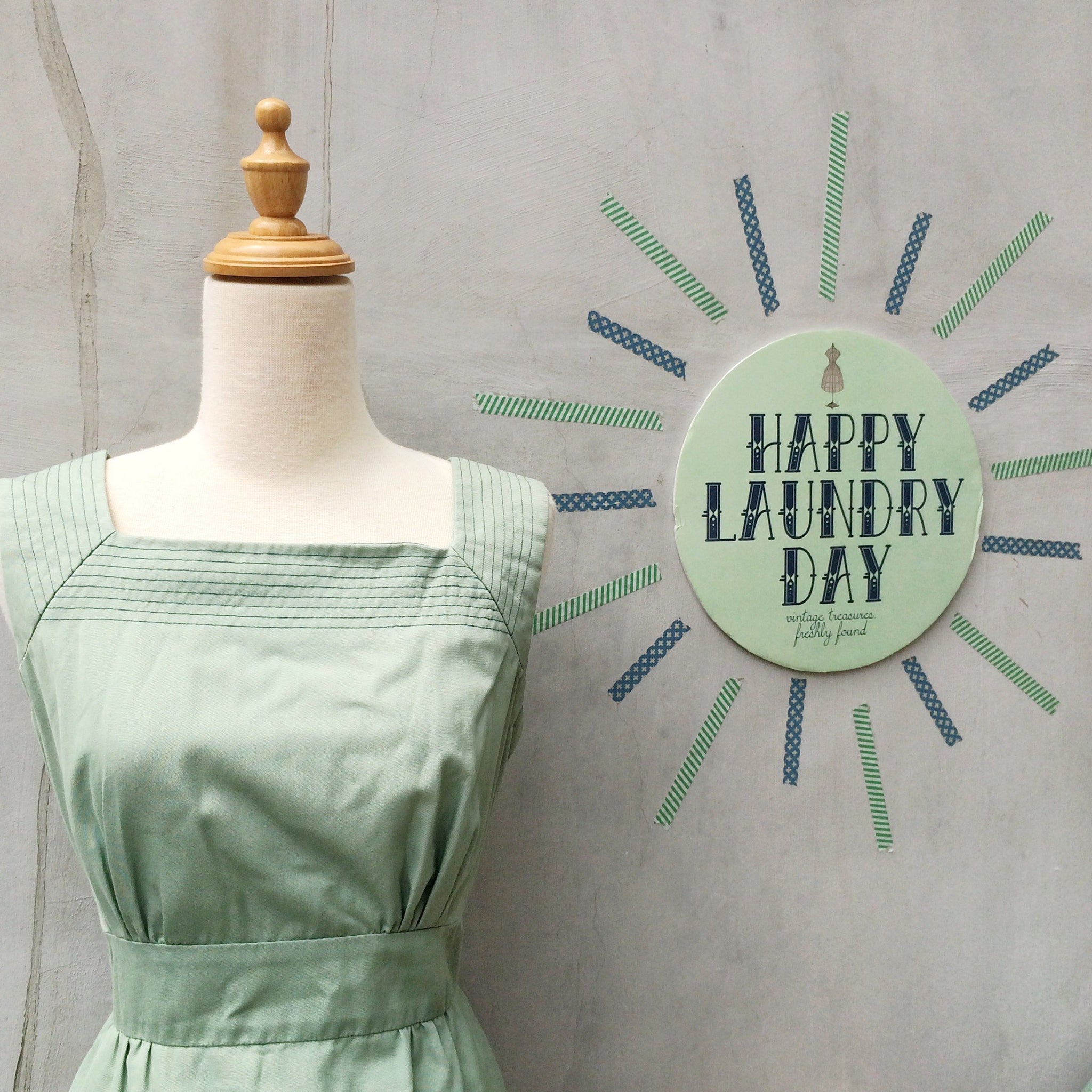 Must Have! | A Good Girl | Vintage girl scout green 1950s 1960s Sundress with slant stitched pockets