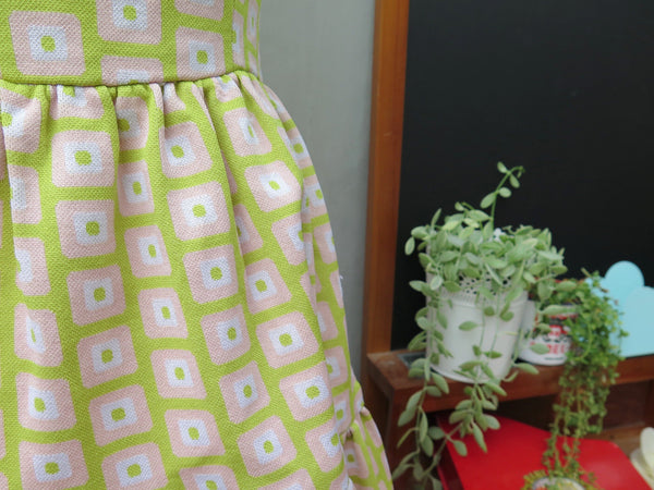 Green & Pink squares dress | Vintage 1950s 1960s Pink Green Retro Twiggy Mod Mini Dress