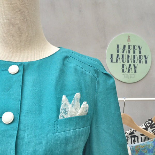 Emerald City Green | Vintage wizard of oz green 1980s button down Pencil Skirt dress