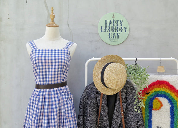 Charlene | Vintage 1950s 1960s Checkered gingham Blue white & red Sun Dress