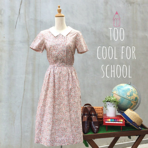 Too cool for school | Vintage 1980s collared paisley Floral print pleated front Tea dress