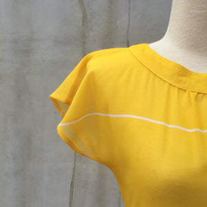 Sunshine Funshine | Vintage 1970s/80s sunny yellow Abstract print simple Day Dress