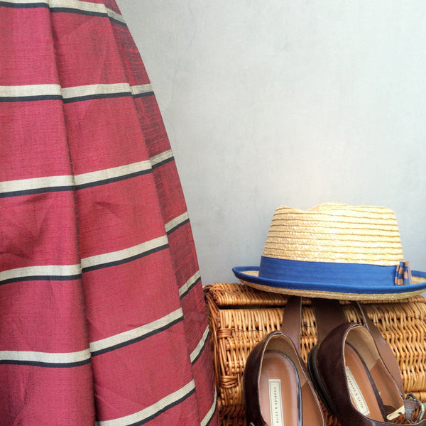 Party on, Red! | Vintage 1960s 1950s Party skirt in Deep berry red and stripes