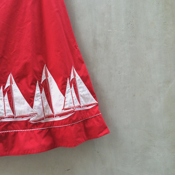 Row your Boat | Vintage 1980s does 1950s Pinup Glam Yacht white Sailboat Skirt