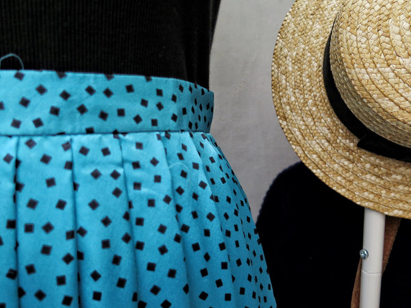 Shine Baby Shine | Vintage 1960s 1970s Square polka dots Midi Skirt