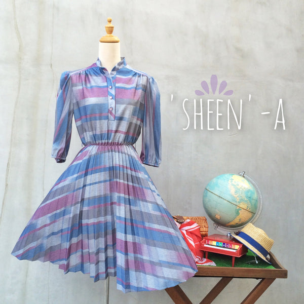 SALE! | Sheen-a Hippie Princess | Vintage 1970s elegant hostess Striped ombre longsleeve Dress