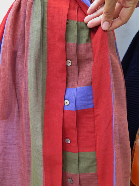 Charlene Brown | Vintage 1960s 1970s colorful stripes autumn brown and winter blue