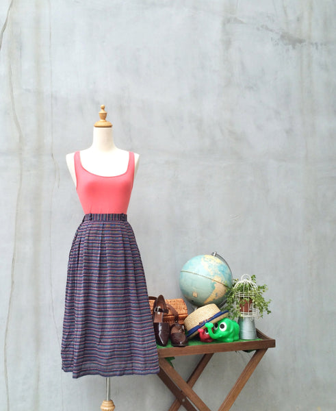 Bar None | Vintage 1970s geometric print Multi-colored rectangular dots A-line skirt
