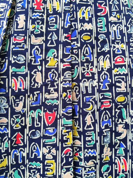 Cryptic Message | Vintage 1970s retro Egyptian Hieroglyph symbol Graphic print Dress