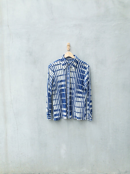 SALE! | Vintage 1960s 1970s Blue geometric Groovy Shirt