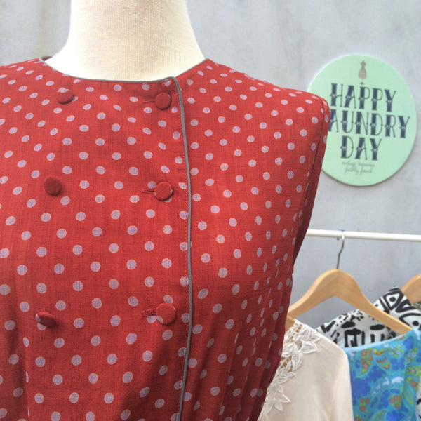 Red  Pockets | Vintage 1950s polka dot Red dress with Pockets