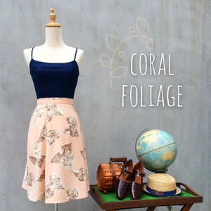 SALE! | Coral Foliage | Peach 1980s Vintage fern culottes