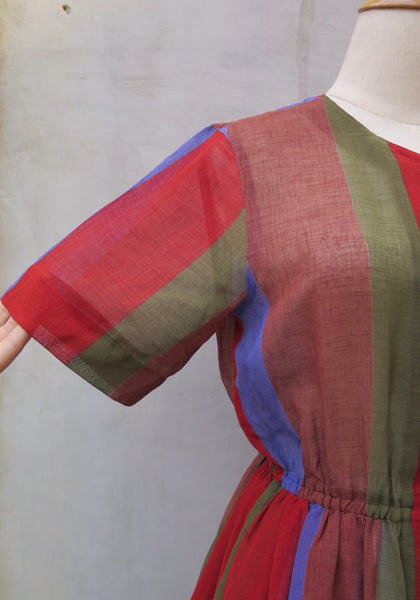 Charlene Brown | Vintage 1960s 1970s colorful stripes autumn brown and winter blue