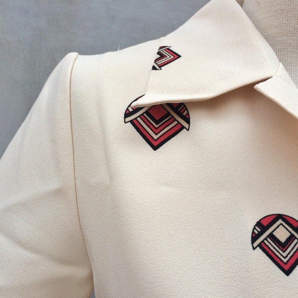 SALE! | Blush from the past | Vintage 1960s pink blush beige Geometric Tulip print Shift Dress