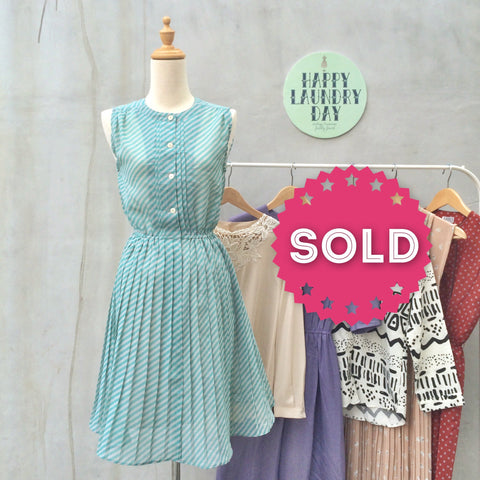 Mint Minx | Japanese vintage 1950s/60s fun flirty Striped shirtwaist dress with Pleated skirt