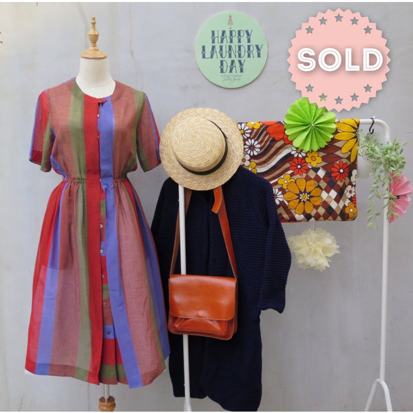 Charlene Brown | Vintage 1960s 1970s colorful stripes autumn brown and winter blue
