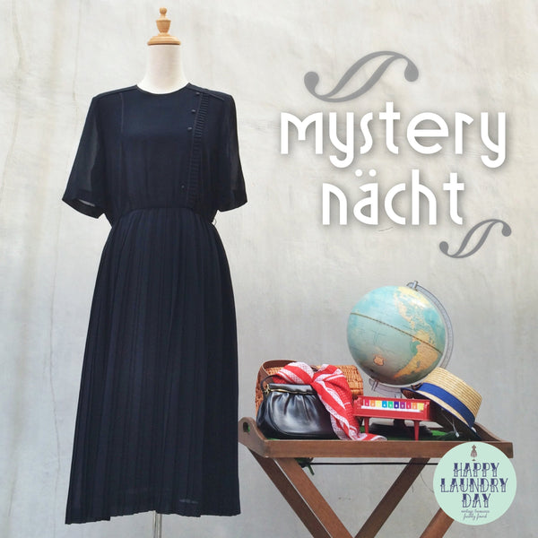 Mysterious Night | Deep black Rare Vintage Takashimaya Japanese dress