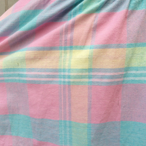 Swing Pink | Vintage 1980s Plaid checkered Circle skirt in Pinks & Yellows & Blues