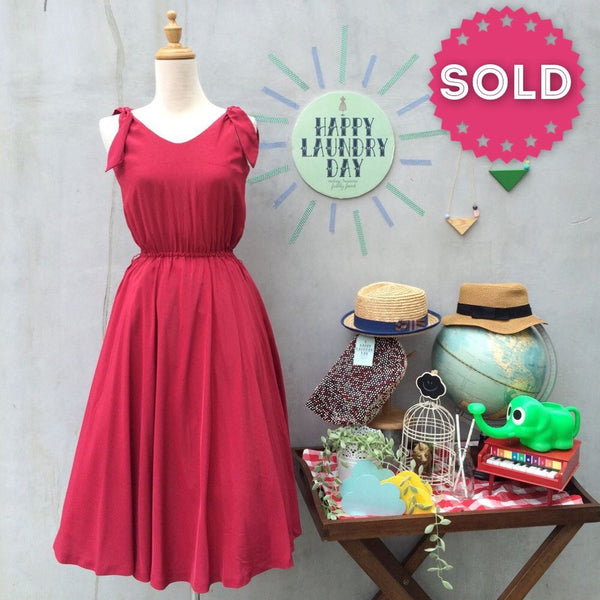 Crimson Blush | Vintage 1950s 1960s Sweetheart Circle skirt Square polka dot RED Sundress