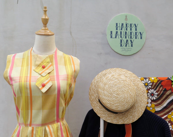 Must Have! | Eliza Elixir | Vintage 1950s 1960s checkered gingham Yellow orange pink Girl Scouts-inpired bow-tie Day Dress