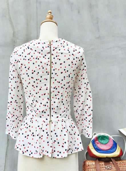 SALE! | Cosmic Connect | Vintage 80s Peplum polka dot blouse