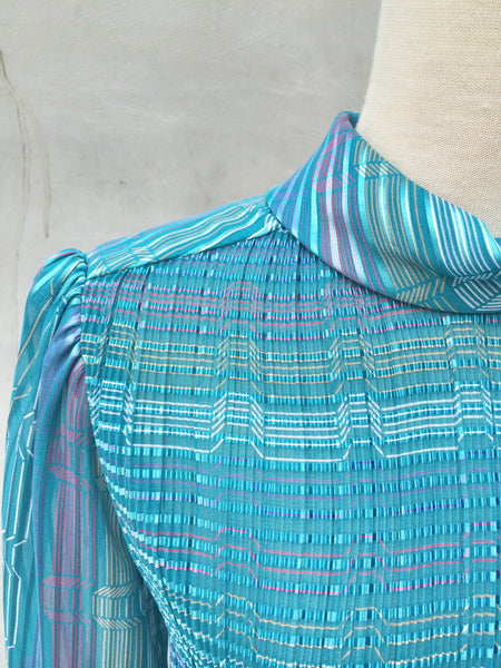 Blue Angel | Rare 70s Mint vintage holographic Pleated Dress