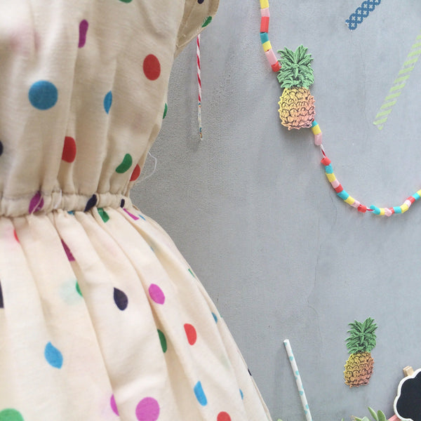 Dancing Circles | Vintage 1940s 1950s Colorful circle polka dots Day dress