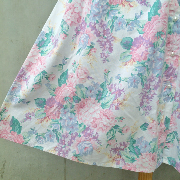 Pearly in Pink | Vintage 1980s Pretty in Pink floral print Midi skirt