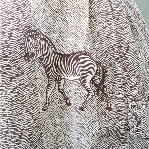 Zebra in a pocket  | Vintage 1970s/80s Zebra print Safari skirt from Kenya