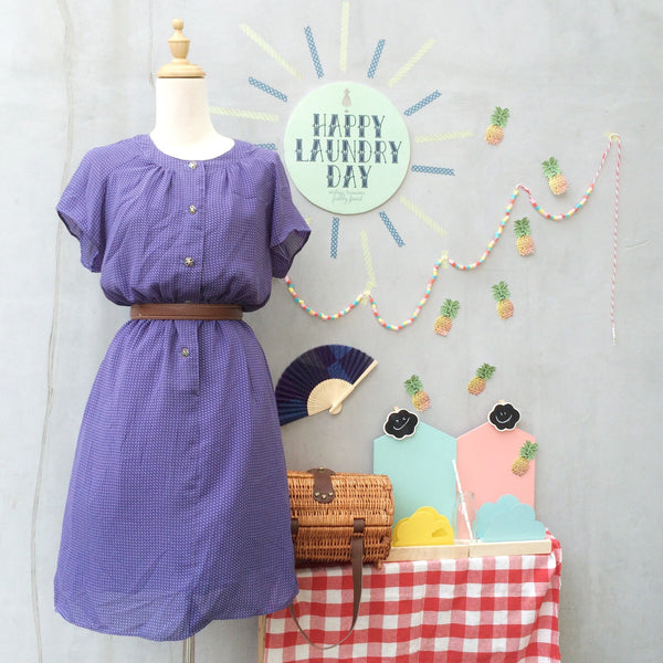 SALE! | Purple rain | Vintage 1970s 1980s lavender purple Long polka dot Day Dress