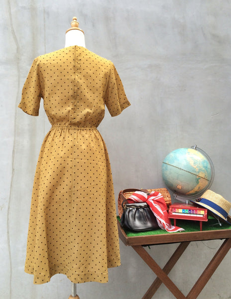 Itti Bitti Yellow Polka Dot | Mustard yellow Vintage 1950s day dress