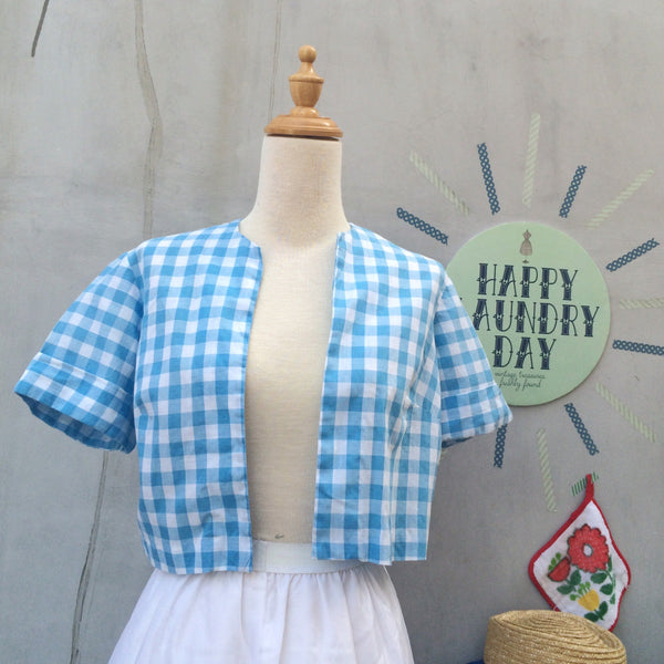 Perfect Pair | Vintage 1950s Handmade blue gingham Button down Dress with POCKETS and Matching Jacket