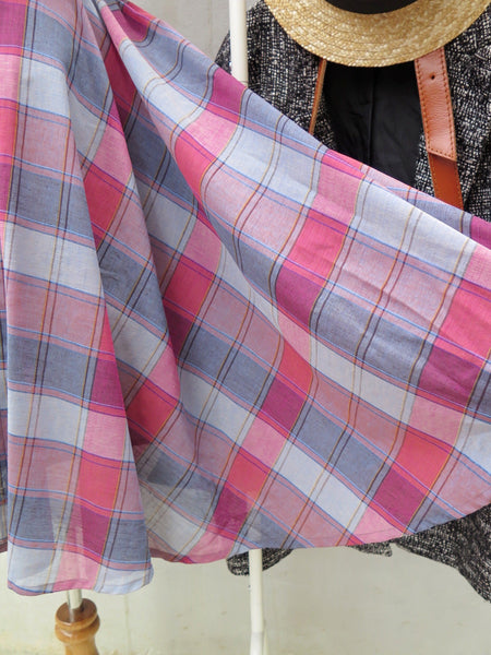 Custard Apple Red | Vintage 1950s 1960s gingham checkered flared skirt dress