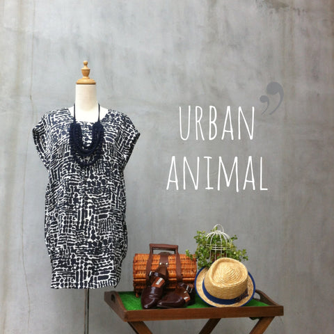 Urban Animal |Silky Abstract Zebra animal print Boxy Tunic Dress