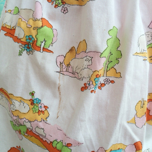 Hey-di Heidi | Vintage 1980s does 1950s novelty print Heidi Little Goat Herd Neon color Skirt