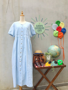 Dare you Denim ? | Vintage 1980s 1990s hipster punk grunge Light blue washed denim Maxi Dress cum Duster Coat