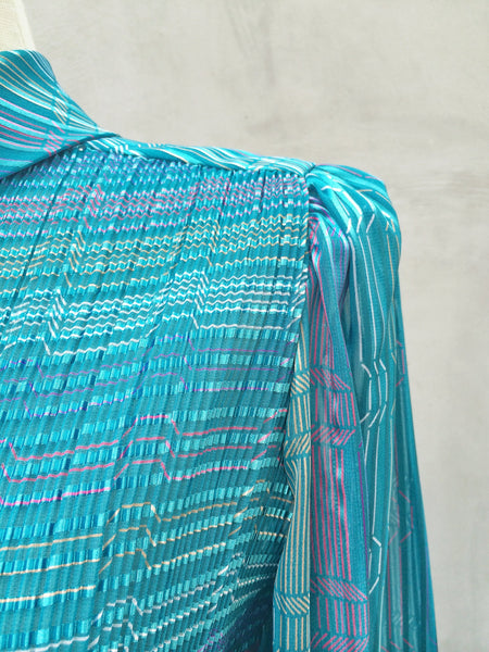 Blue Angel | Rare 70s Mint vintage holographic Pleated Dress