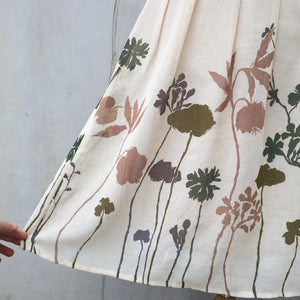 Woodland Shadows | Vintage 1970s Chiffon floral Plant Silhouette print Pleated skirt