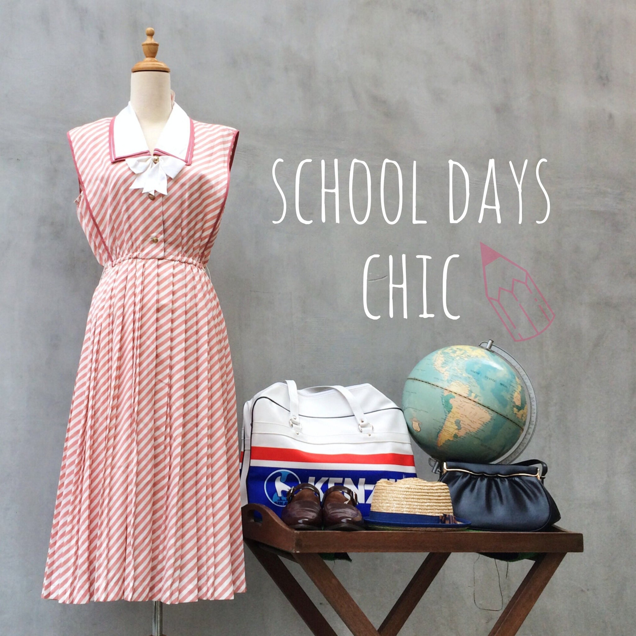 School Days Chic | Rare Vintage 60s 70s Pinafore inspired Sailor theme dress