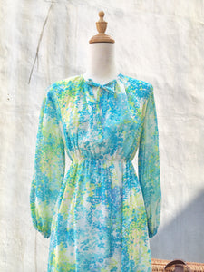 SALE! | Pastel Art | Vintage 1960s pastel Watercolor print Artist Dress | Matisse painting inspire
