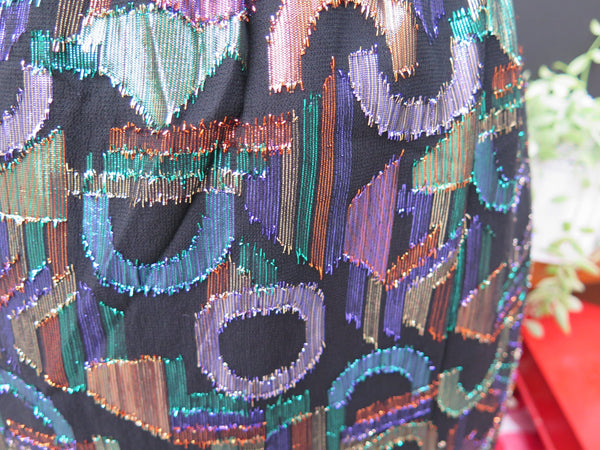 Must Have! | Shiny Happy Laundry | Vintage 1970s 1980s Metallic threads Geometric woven Pencil Skirt