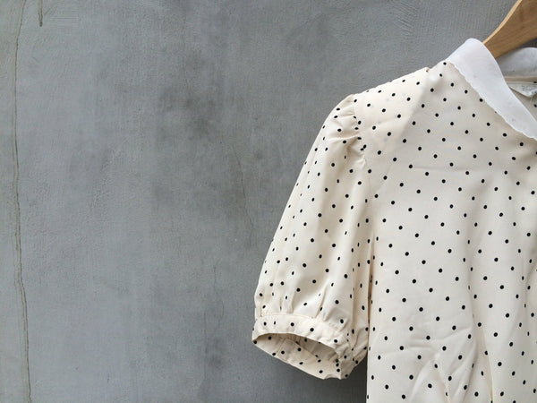 SALE ! |  80s 40s Rabbit ears | Vintage 1980s does 1940s polka dot Lace collar blouse |French blouson
