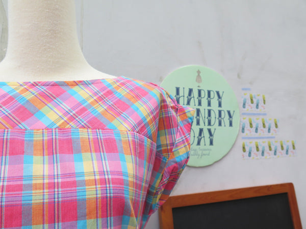 Pink Plaid | Vintage 1980s Plaid dress - Oranges and Lemons and Pink Peaches too