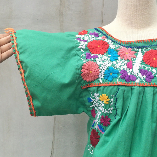 Villa de Mexicano | Vintage 1960s 1970s Hippie Flower Power Mexican Hand Embroidery Maxi Dress