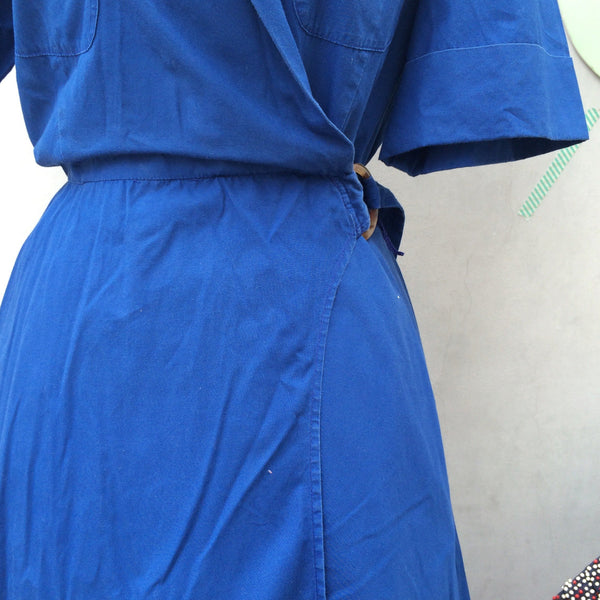 Wrap Party | Vintage 1980s Liz Claiborne cobalt blue Full Wrap Dress