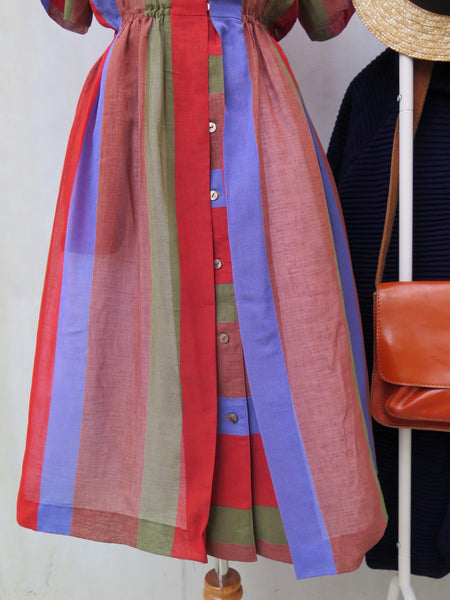 Charlene Brown | Vintage 1960s 1970s colorful stripes autumn brown and winter blue