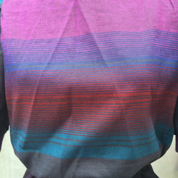 SALE! | Ombre hombre | Vintage 1970s 1980s hippie retro boho Ombre gradient Purple Blue Puff-sleeve dress