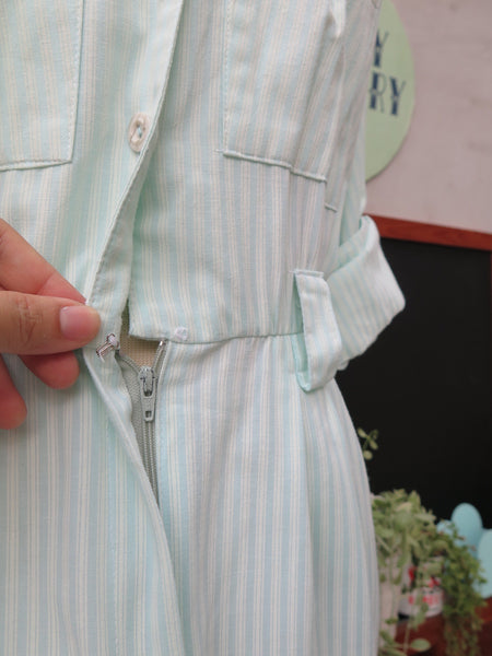 SALE! | Mint Green Mint | Vintage 1980s Mint/White striped 80s Dress