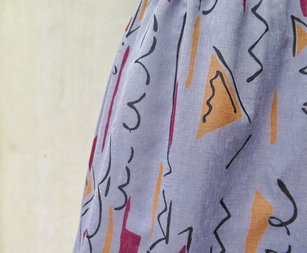 Doodle Oodles Noodles | Vintage 1950s 1960s Graphic abstract print Grey comfy-fit Loose Day Dress