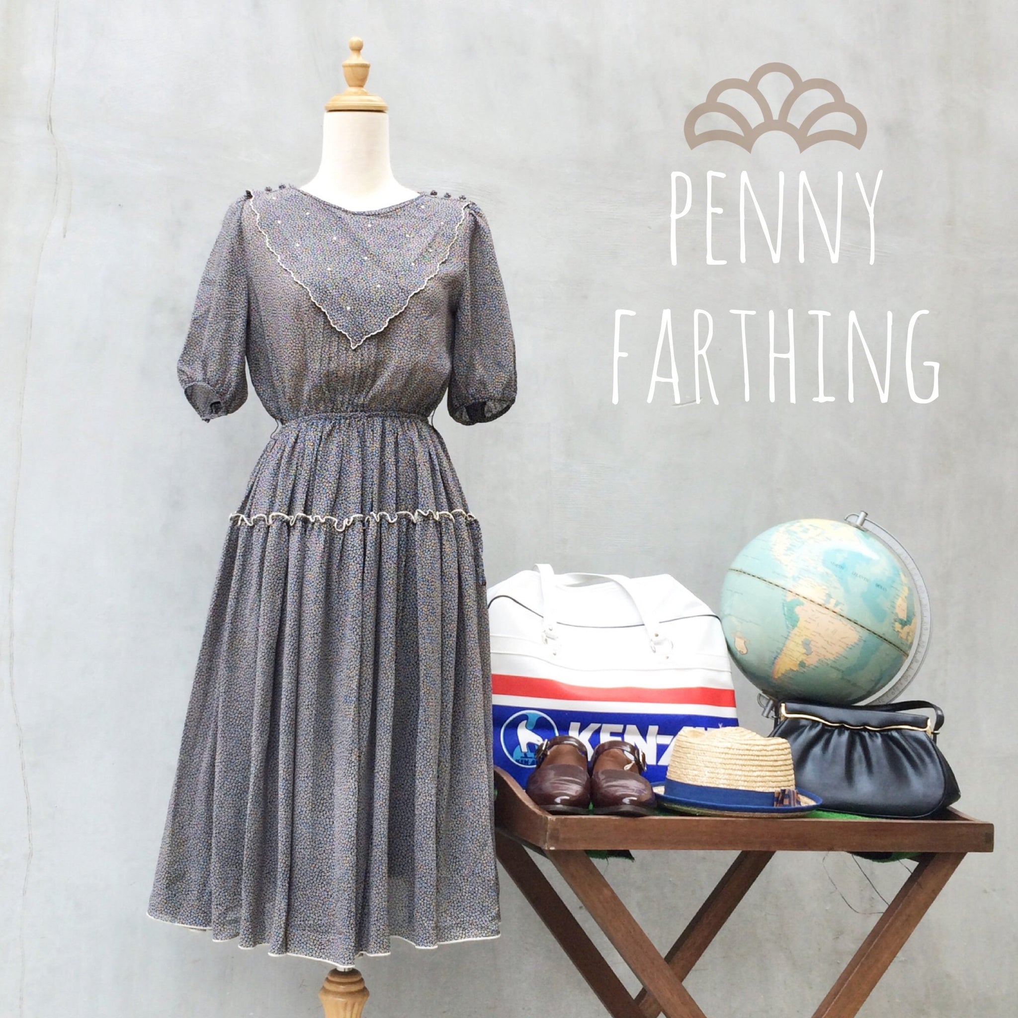 Penny Farthing | Vintage 1960s does 1920s gunne sax style Dress with triangle bib dickey